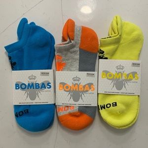 New Lot Bombas 3 Pair Ankle Socks Size Medium